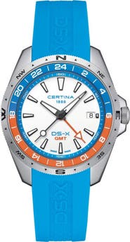 CERTINA DS-X GMT Rubber Strap Watch, 41mm