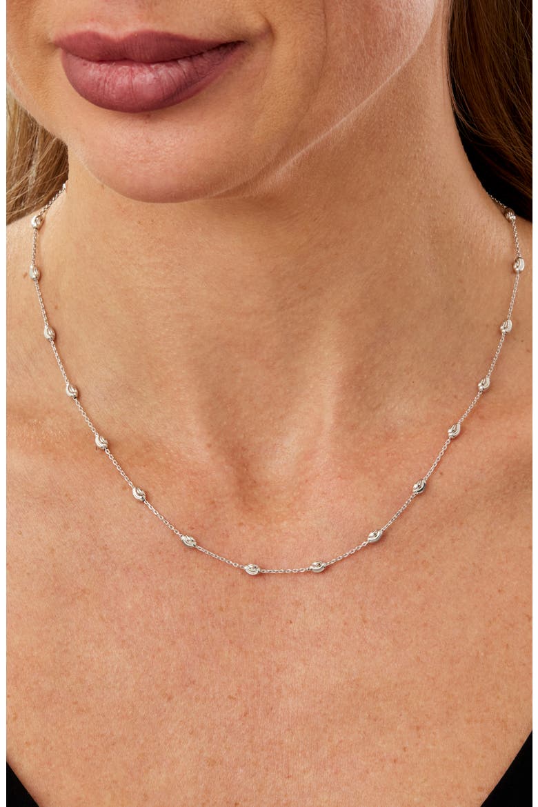 Italian Station Bead Necklace, Alternate, color, WHITE