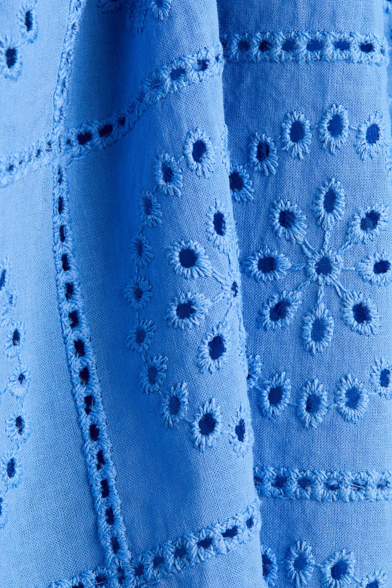 Tie-strap Broderie Anglaise Dress, Alternate, color, Blue