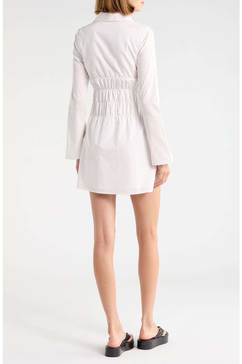 Stellaria Long Sleeve Cinched Waist Mini Shirtdress, Alternate, color, WHITE