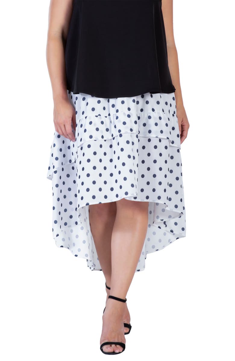 Standards & Practices Polka Dot Tiered High-Low Skirt, Alternate, color, Blue Polka Dot