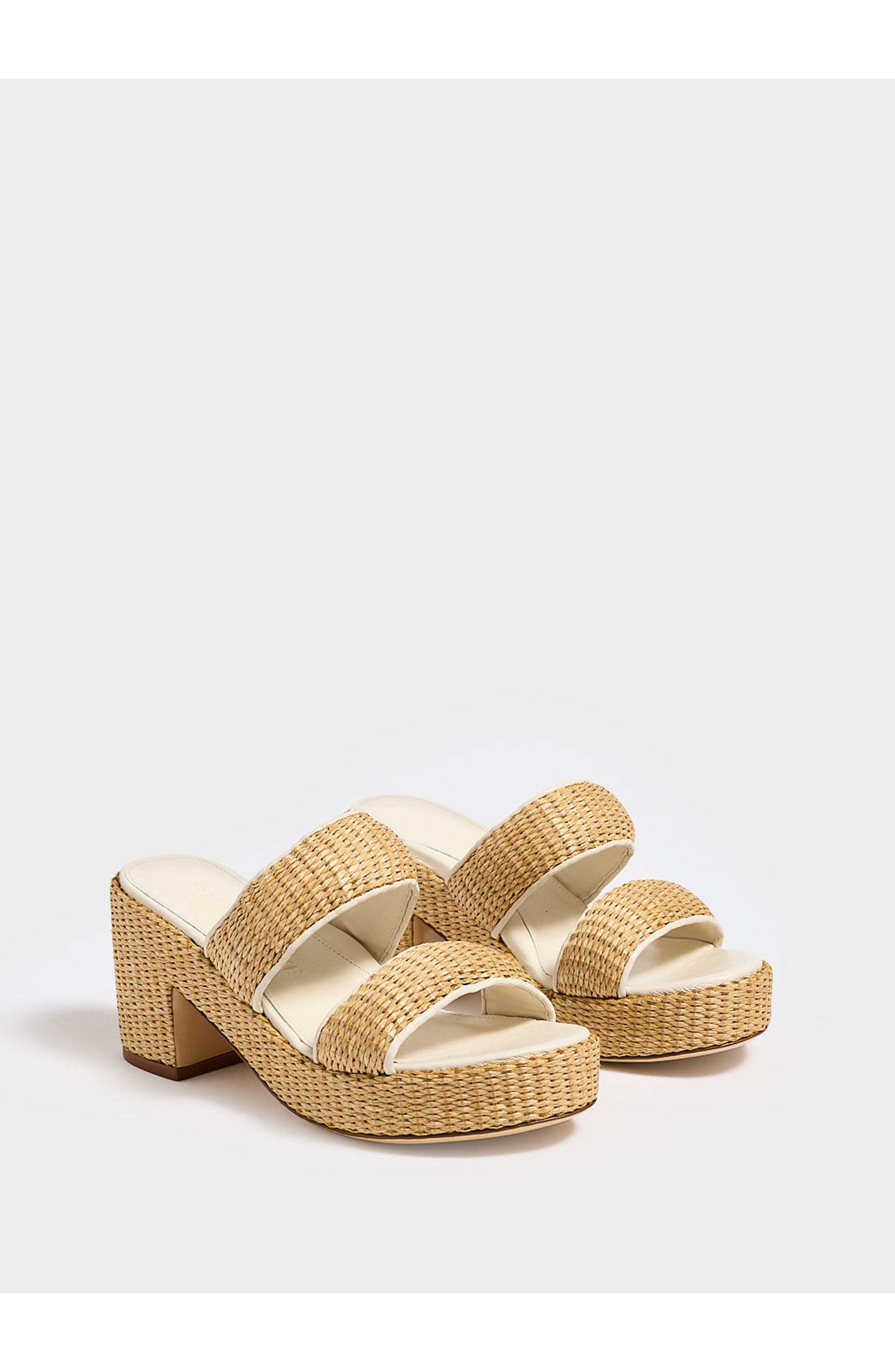 MARION PARKE Amelia Platform | Nappa/Raffia, Alternate, color, Ivory