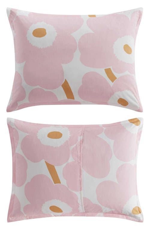 Marimekko Unikko Cotton Percale Duvet Cover & Shams Set In Pink