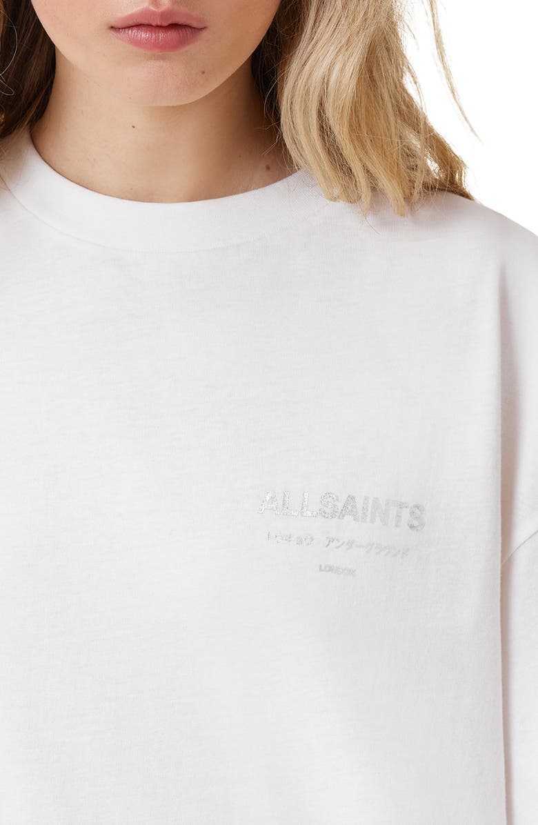 AllSaints Under Amelie Oversize Cotton Graphic T-Shirt, Alternate, color, White