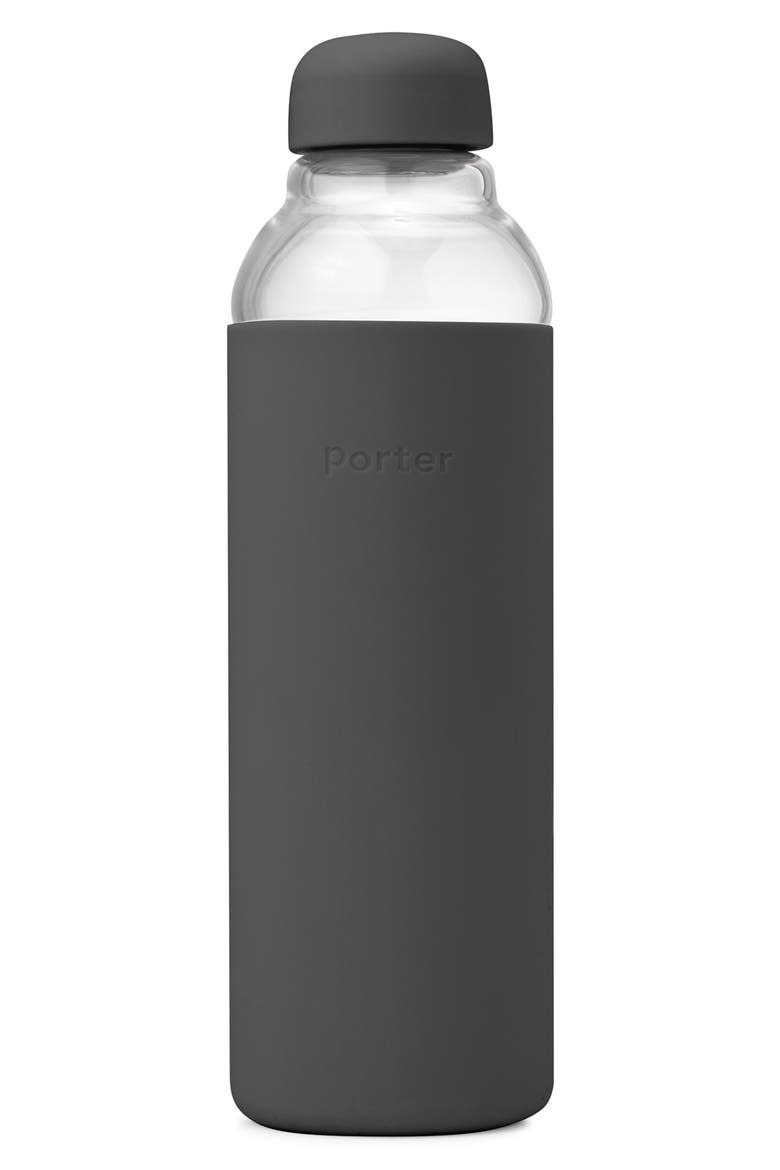 Porter Resusable Glass Water Bottle, Main, color, CHARCOAL