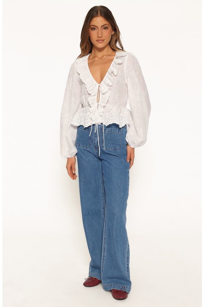Issy Eyelet Ruffle Peplum Top, Alternate, color, WHITE