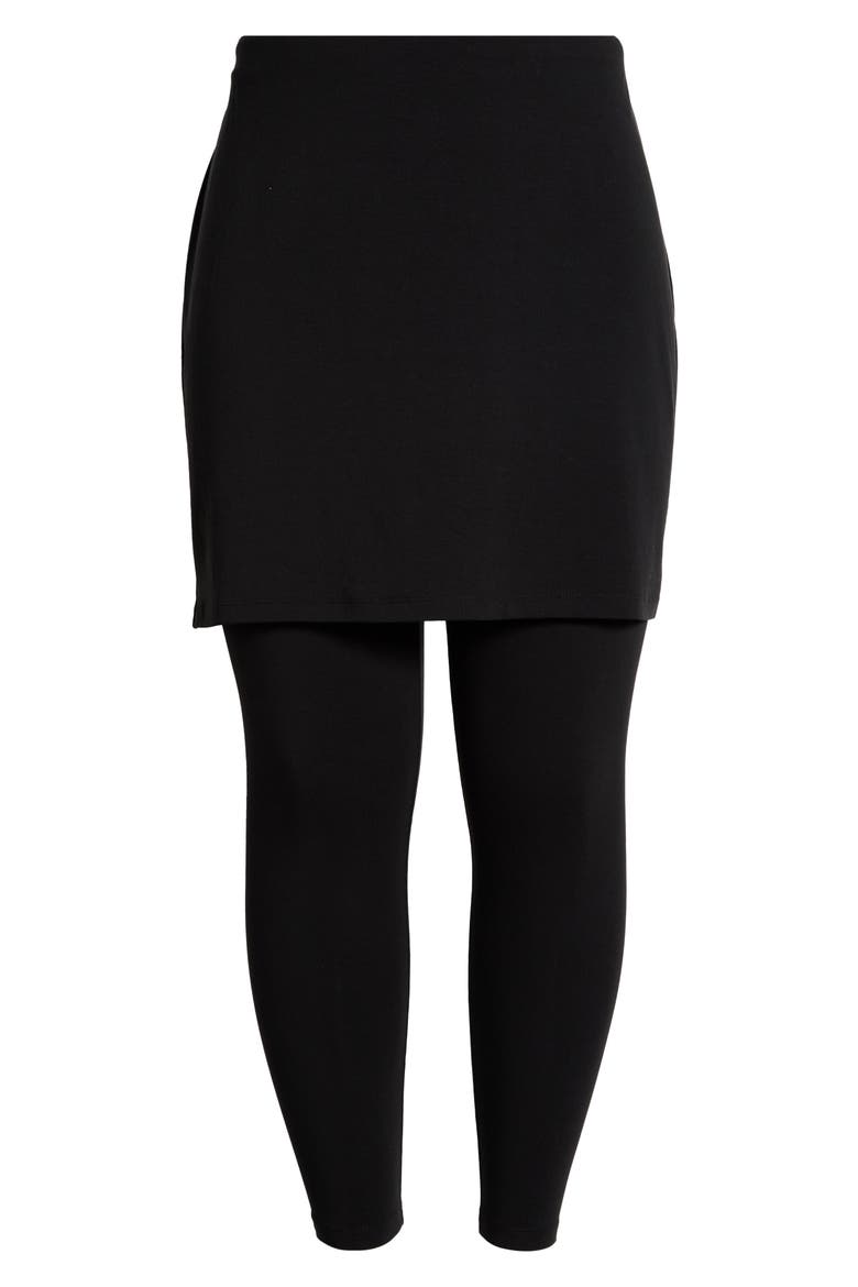 Skirted Ankle Leggings, Alternate, color, BLACK