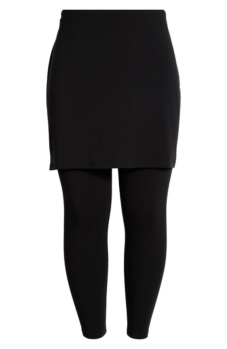 Eileen Fisher Skirted Ankle Leggings, Alternate, color, Black