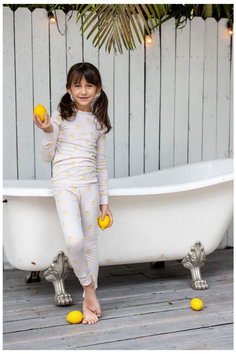 Lemon Print PJ for Girl, Alternate, color, Pink