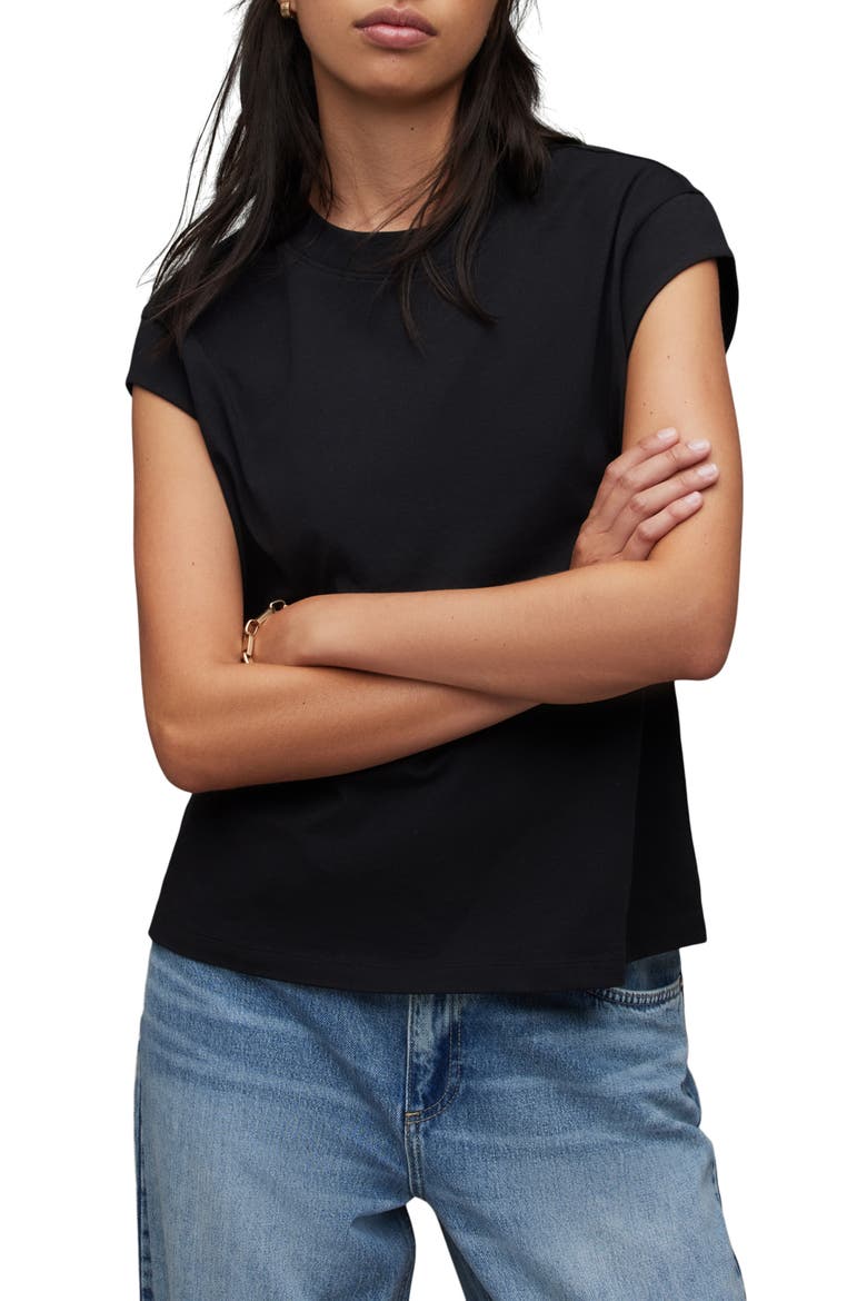 Esme Cotton Crewneck T-Shirt, Main, color, BLACK