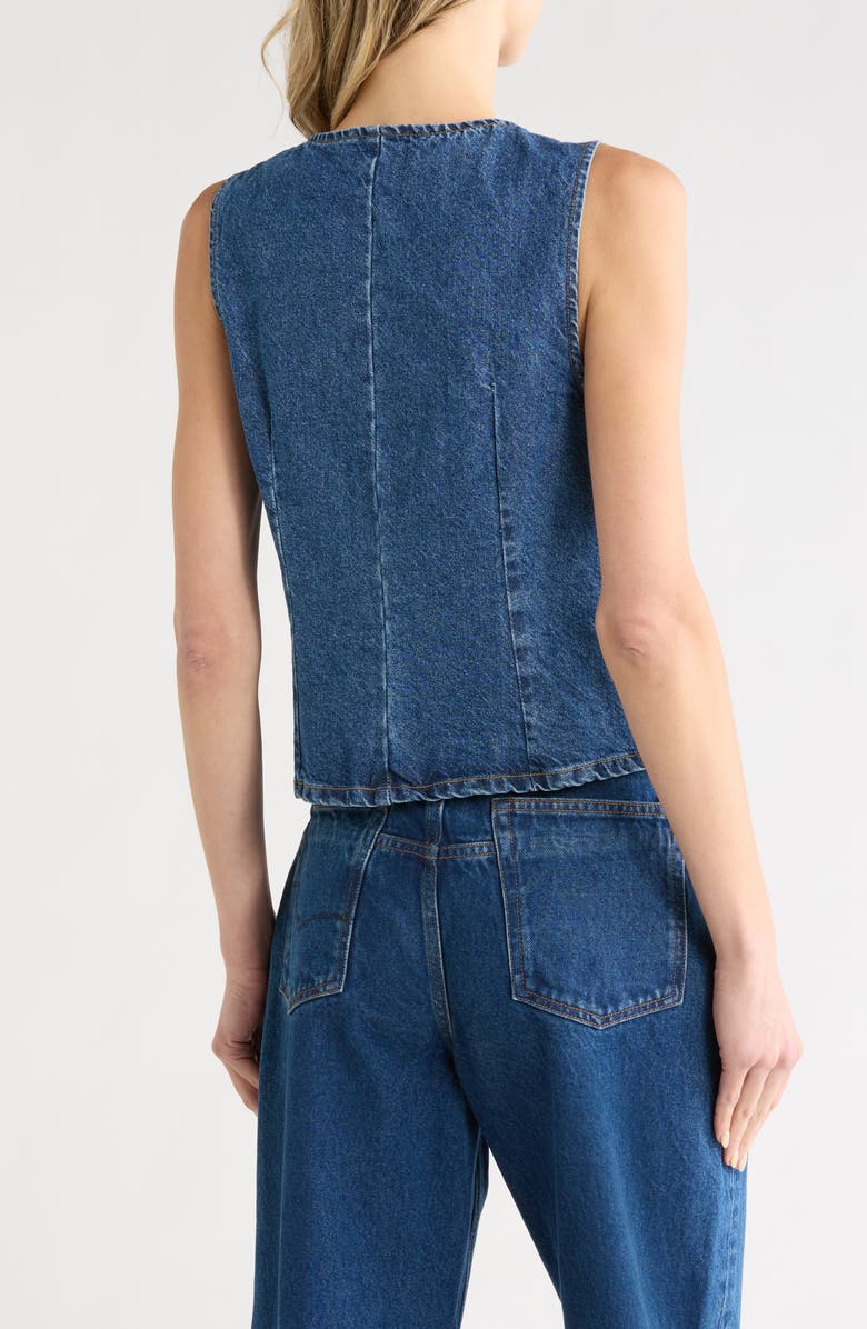 Current/Elliott Fitted Button Front Denim Vest, Alternate, color, Medium Wash