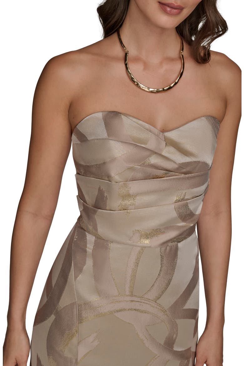 donna karan gold dress Long Sleeve Metallic Crinkled Wrap Gown | Gown