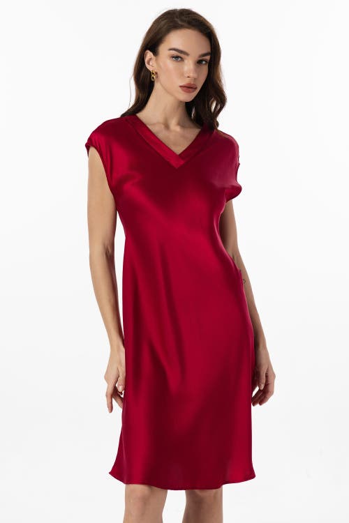 Silksilky V-neck Short Sleeve Silk Sleep Dress