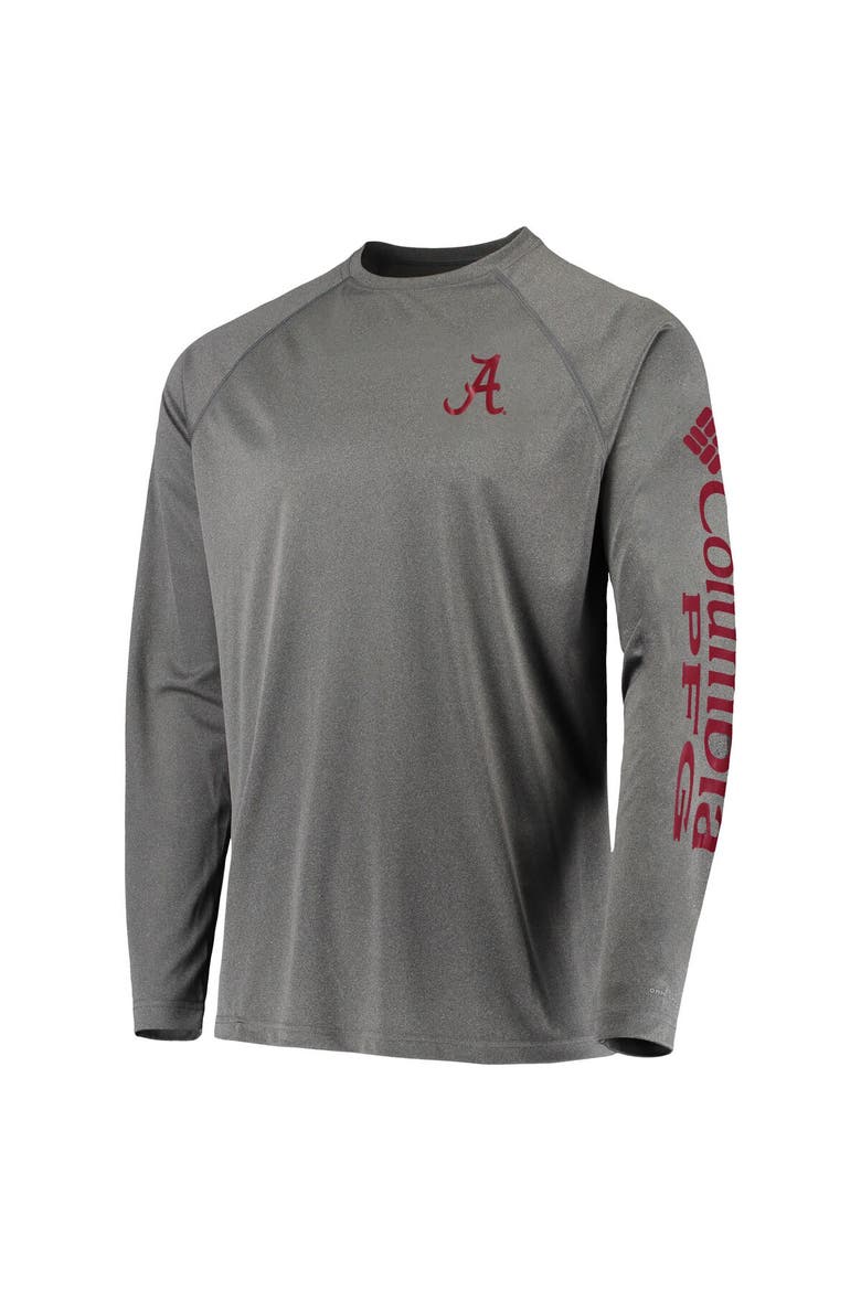Men's Columbia Charcoal Alabama Crimson Tide Terminal Tackle Omni-Shade Raglan Long Sleeve T-Shirt, Alternate, color, Charcoal