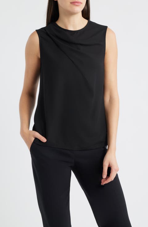 Asymmetric Sleeveless Cowl Neck Top