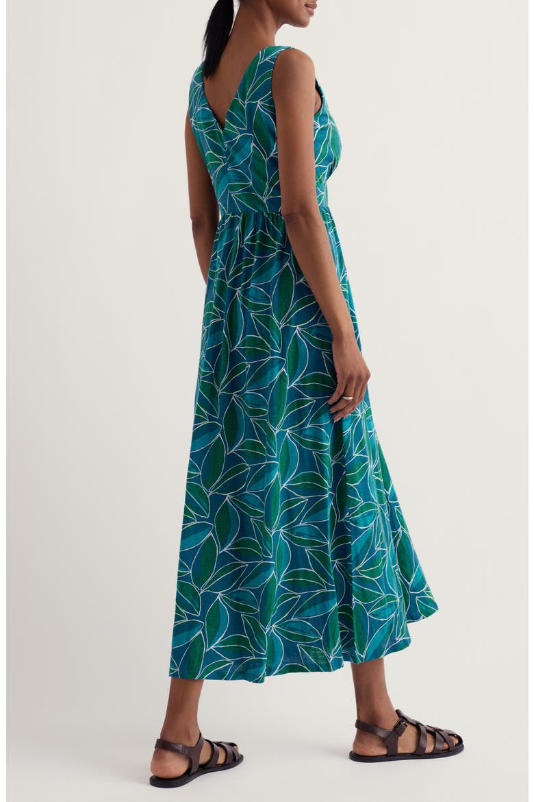 Polmanter Leaf Print Sleeveless Organic Cotton Jersey Maxi Dress, Alternate, color, LILY LEAF STORM