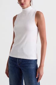 Menina Step Ribbed Mock Neck Sleeveless Top