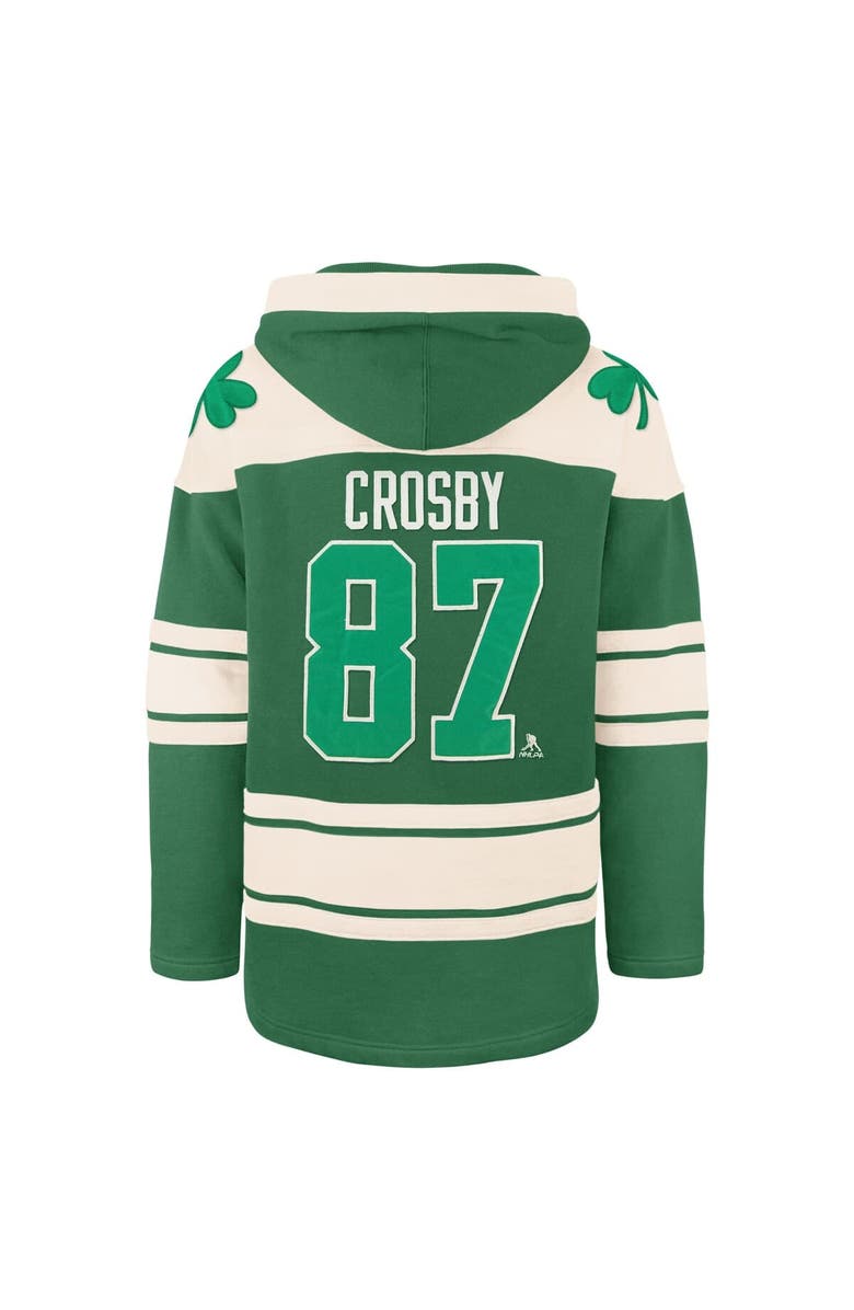 '47 Men's '47 Sidney Crosby Kelly Green Pittsburgh Penguins St. Patrick's Day Player Name & Number Lacer Pullover Hoodie, Alternate, color, Kelly Green