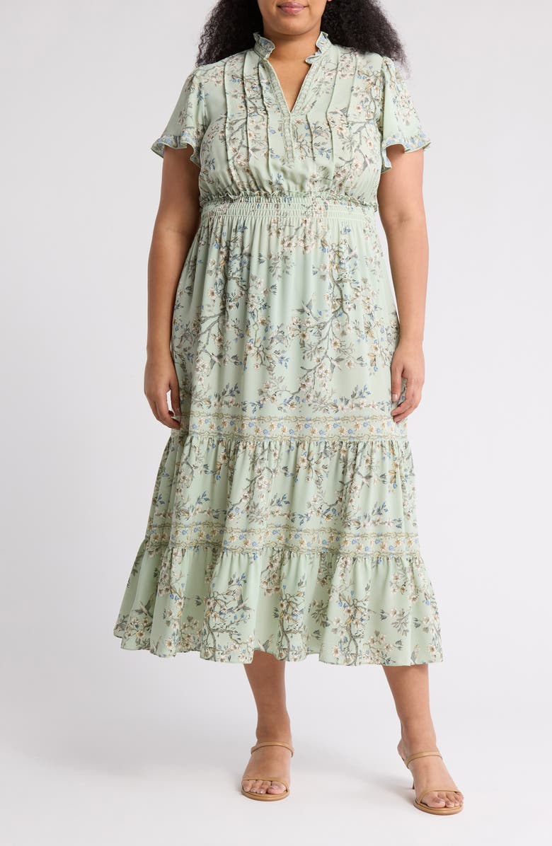 Flutter Sleeve Tiered Maxi Dress