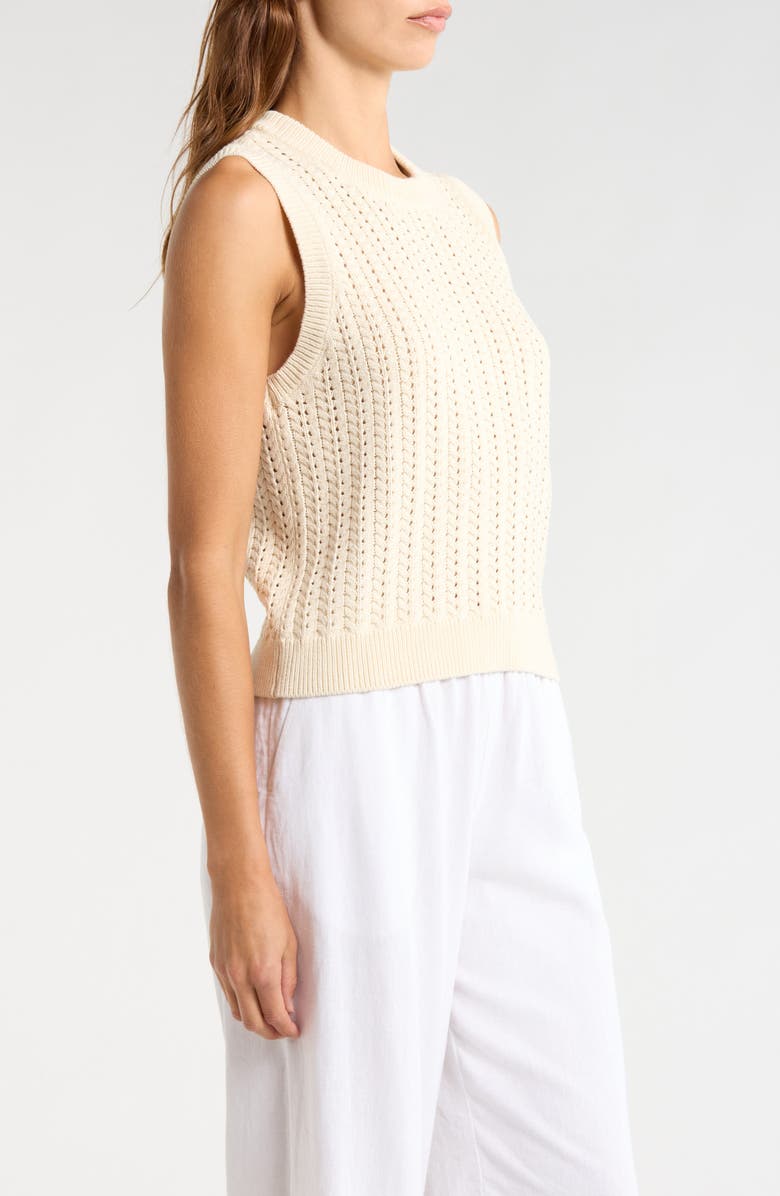 Marine Layer Mina Cotton Pointelle Sweater Tank, Alternate, color, Cream