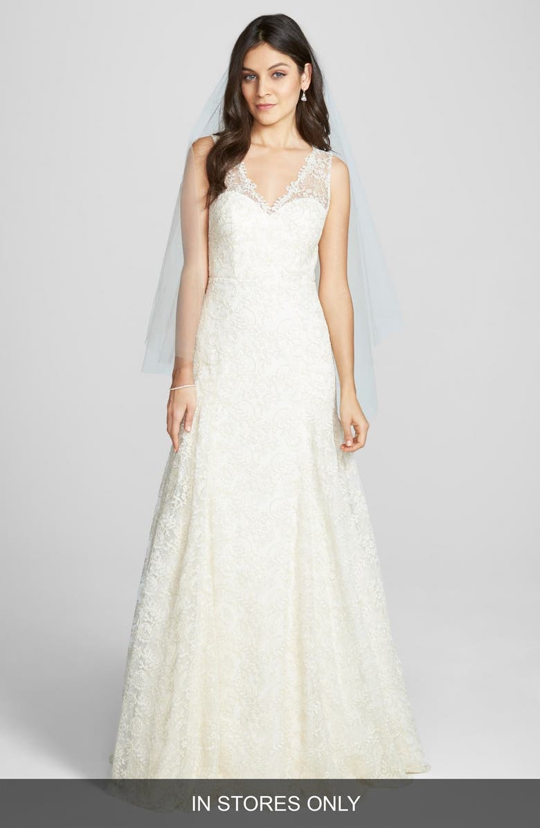 Jenny Yoo 'Genevieve' Marseille Lace Trumpet Dress, Main, color, 