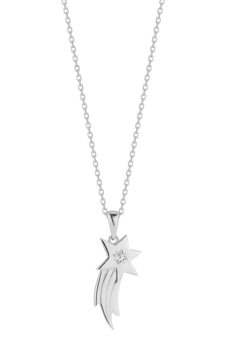 14K Yellow Gold Vermeil CZ Shooting Star Pendant Necklace, Main, color, SILVER