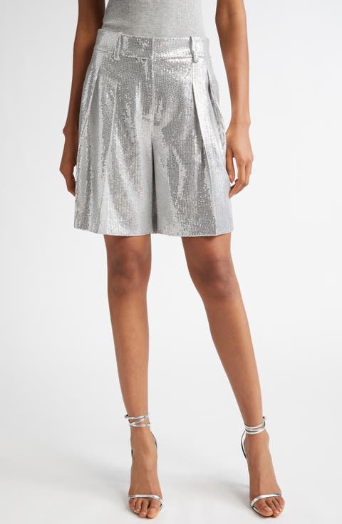 Pleated Sequin Shorts