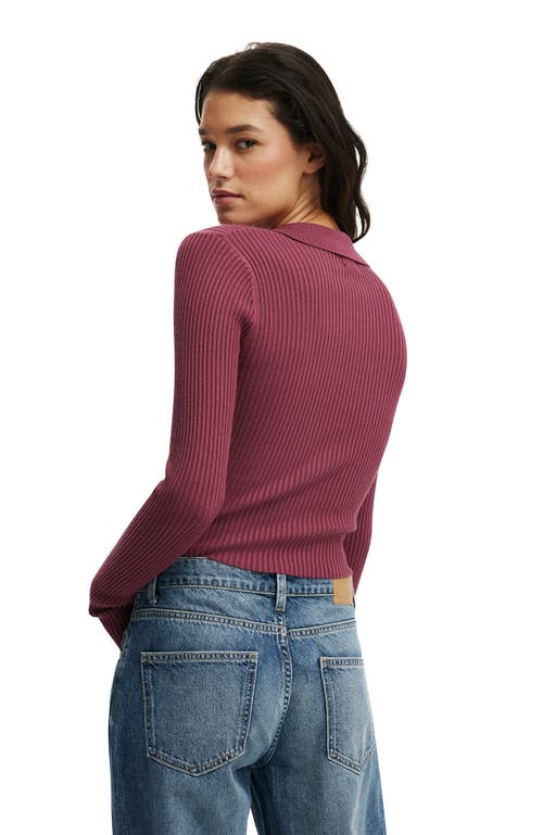 Cotton On Everfine Rib V-neck Polo In Pink