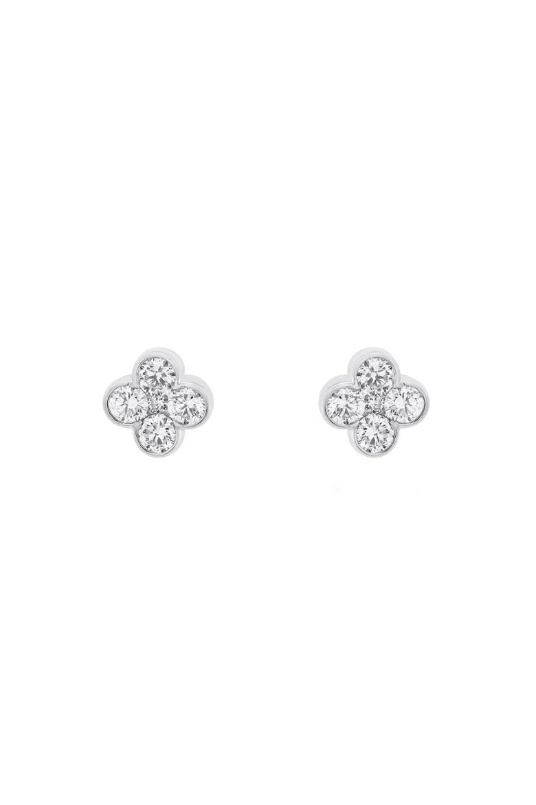 Lab Grown Diamond Clover Stud Earrings, Alternate, color, White Gold