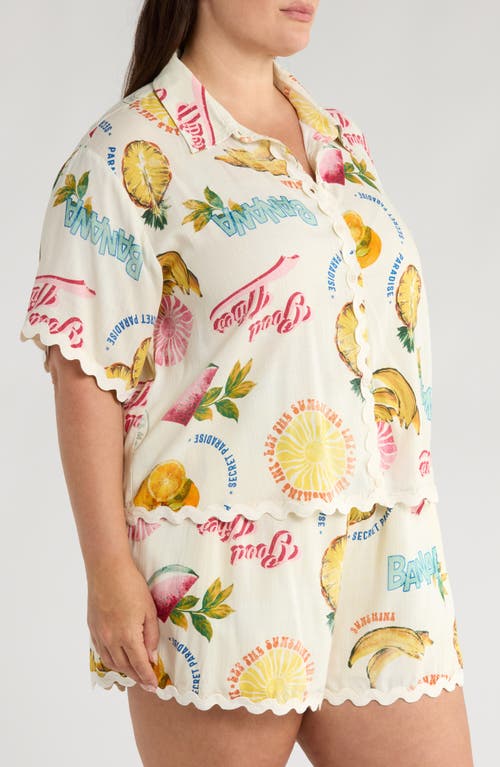 Sugarlips Zion Paradise Rickrack Button-up Shirt In Multi