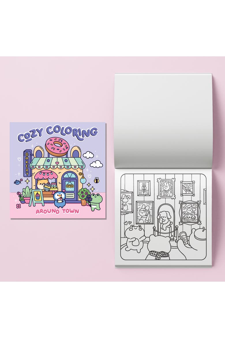 Cozy Coloring, Around Town Art Kit, 32 Page Adult Coloring Book Set, Alternate, color, Multicolored