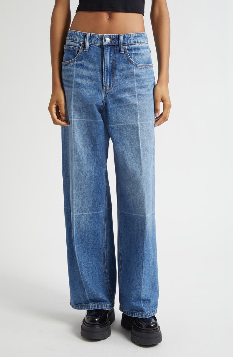Alexander Wang Faded Lines Straight Leg Jeans, Main, color, Vintage Marbled Blue