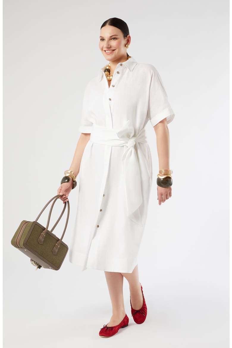 Vago Tie Waist Shirtdress, Alternate, color, OPTICAL WHITE