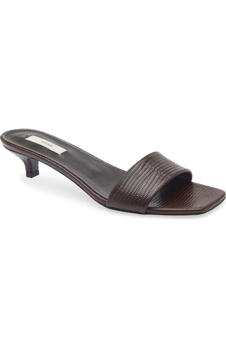 TOTEME Slim Kitten Heel Lizard Embossed Slide Sandal, Main, color, Brown