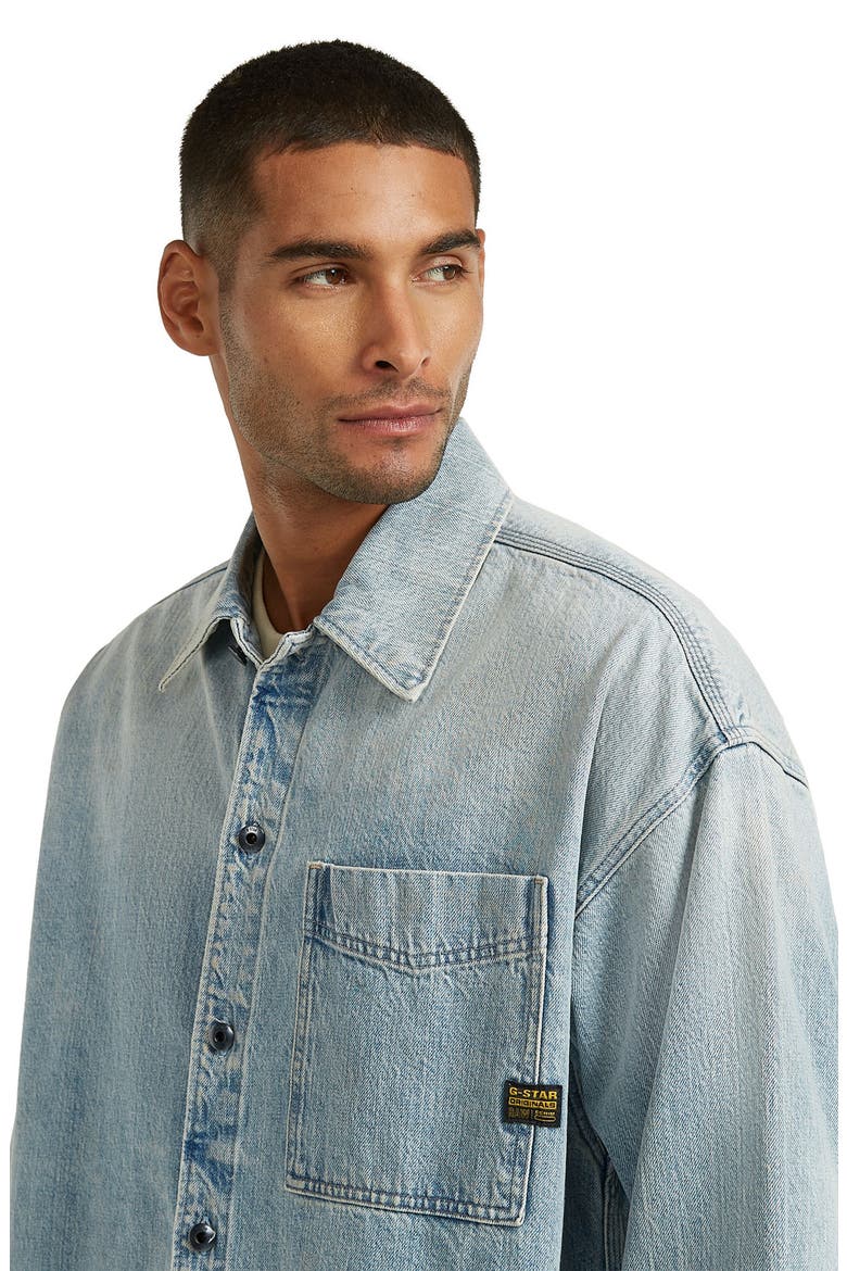 Boxy Fit Denim Button-Up Overshirt, Alternate, color, VINTAGE BORNITE