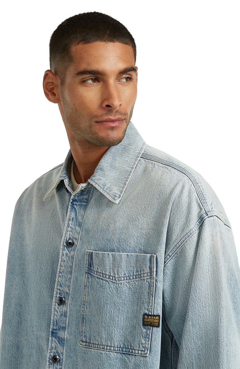 G-STAR Boxy Fit Denim Button-Up Overshirt, Alternate, color, Vintage Bornite
