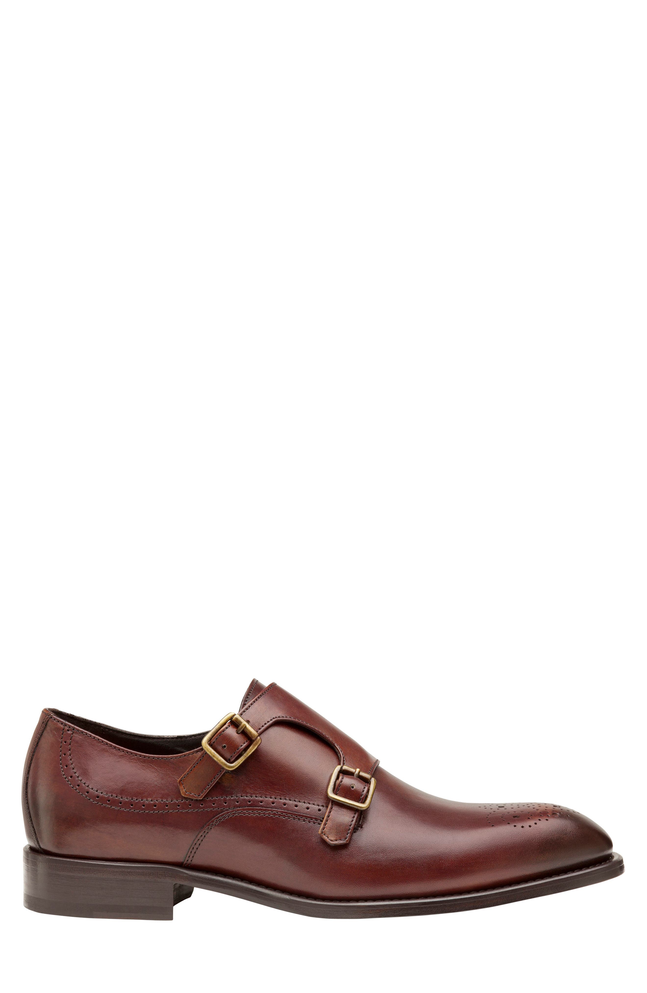 Johnston & Murphy Ellsworth Double Monk Strap Shoe, Alternate, color, BROWN