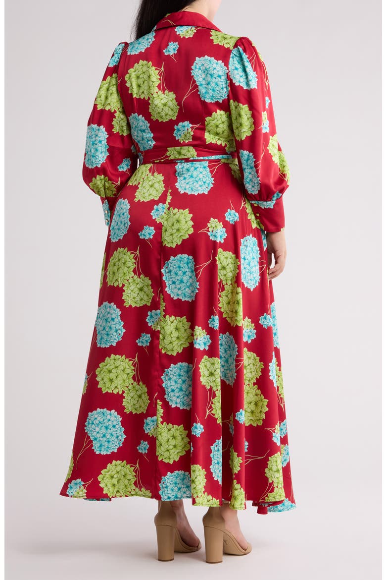 Haiti Long Sleeve Maxi Shirtdress, Alternate, color, TOSSED HYDRANGEA