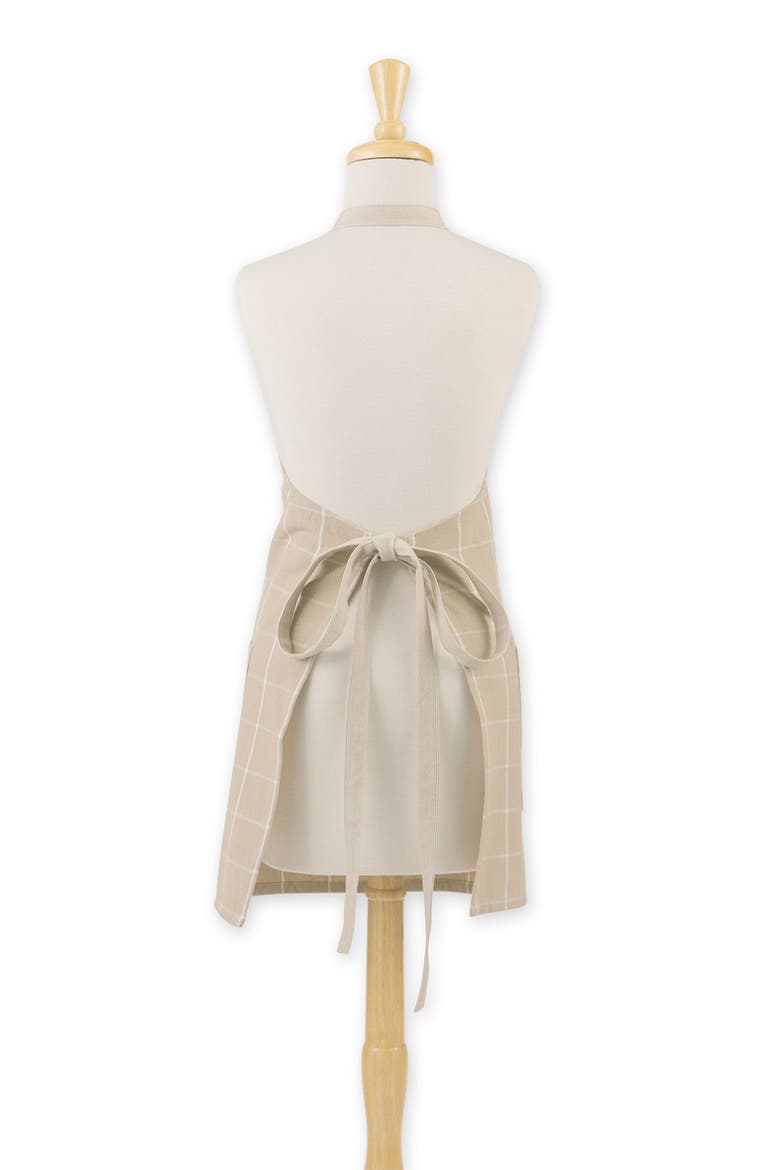 Windowpane Print Cotton Apron, Alternate, color, BEIGE