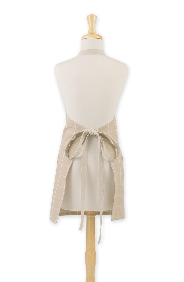 Design Imports Windowpane Print Cotton Apron, Alternate, color, Beige