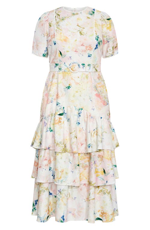 City Chic Garden Of Love Tiered Maxi Dress In Garden Of Love