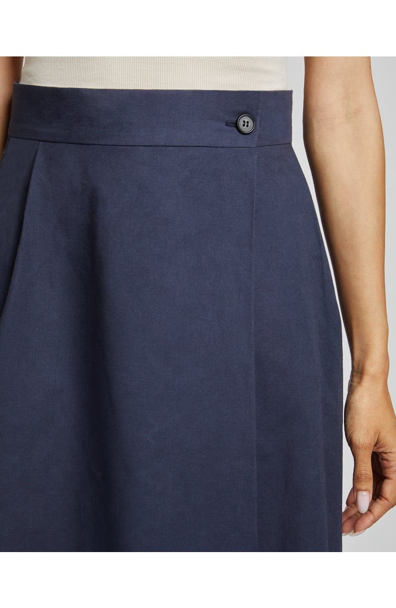 Santorelli DREW A-Line Midi Cotton Skirt with Buttoned Waistband, Alternate, color,