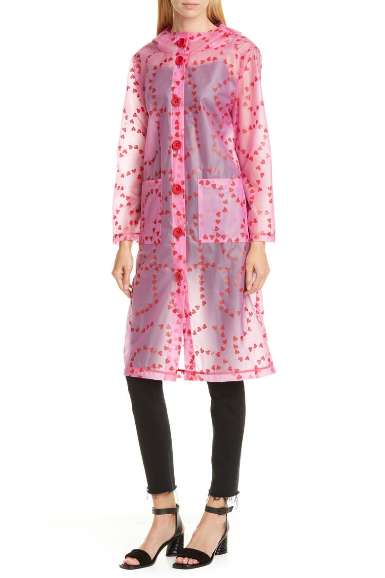 Jack Heart Print Translucent Raincoat, Alternate, color, HOT PINK STRING OF HEARTS