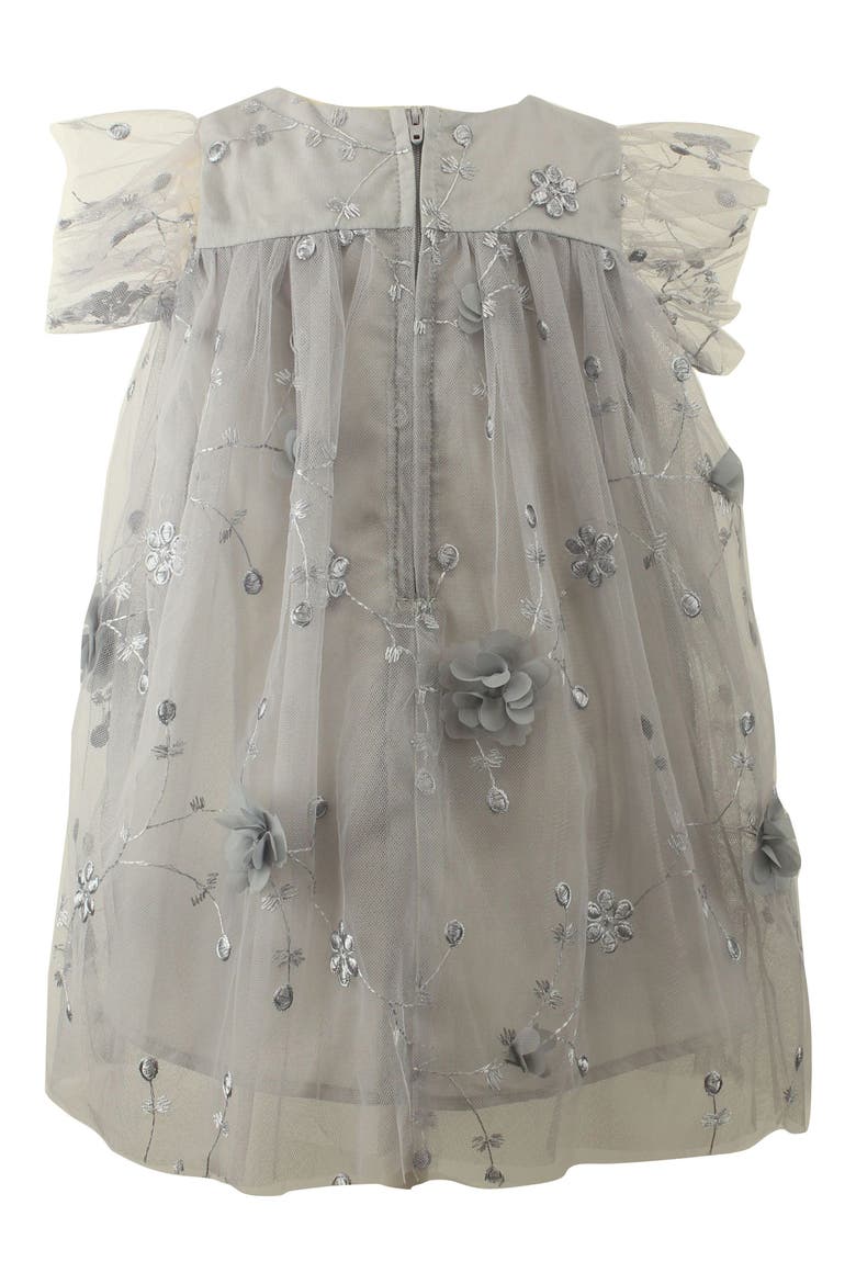 Kids' 3D Floral Party Dress, Alternate, color, GREY