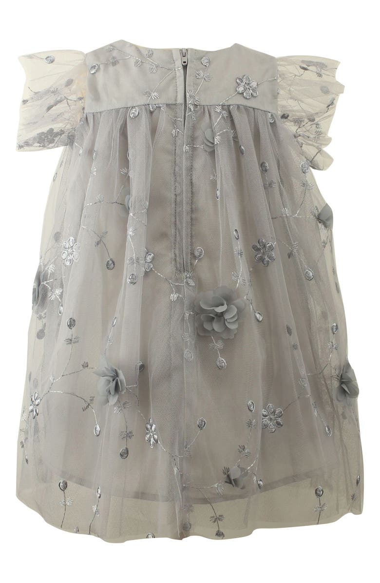 Popatu Kids' 3D Floral Party Dress, Alternate, color, Grey