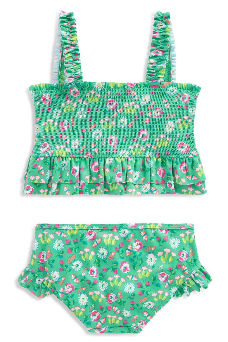 Kids' Smocked Two-Piece Swimsuit, Alternate, color, AQUAMARINE BUTTERFLY FLORAL
