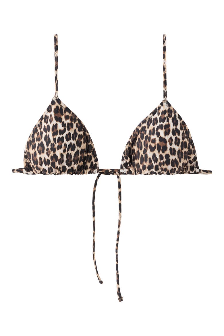 Leopard Triangle Bikini Top, Main, color, BROWN