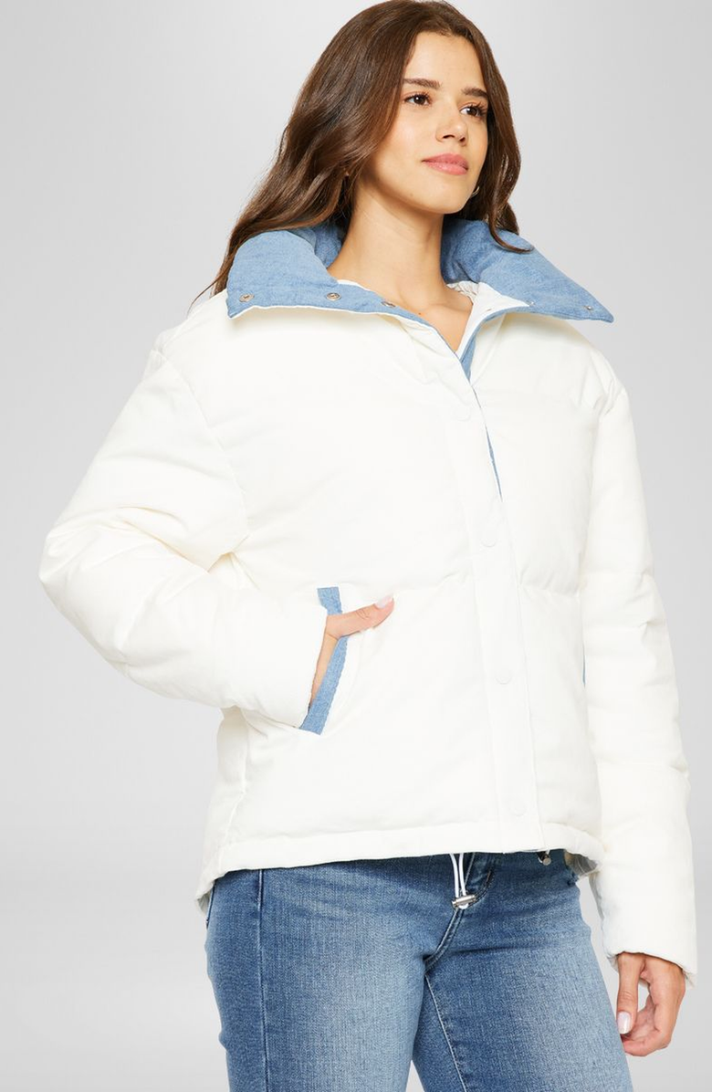 KanCan Yerba Relaxed Puffer Jacket, Alternate, color, White / Blue