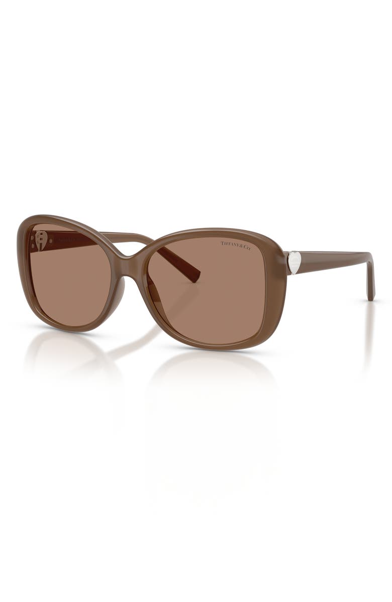 Tiffany & Co. 56mm Pillow Sunglasses, Alternate, color, Opal Smoky Quartz / Brown