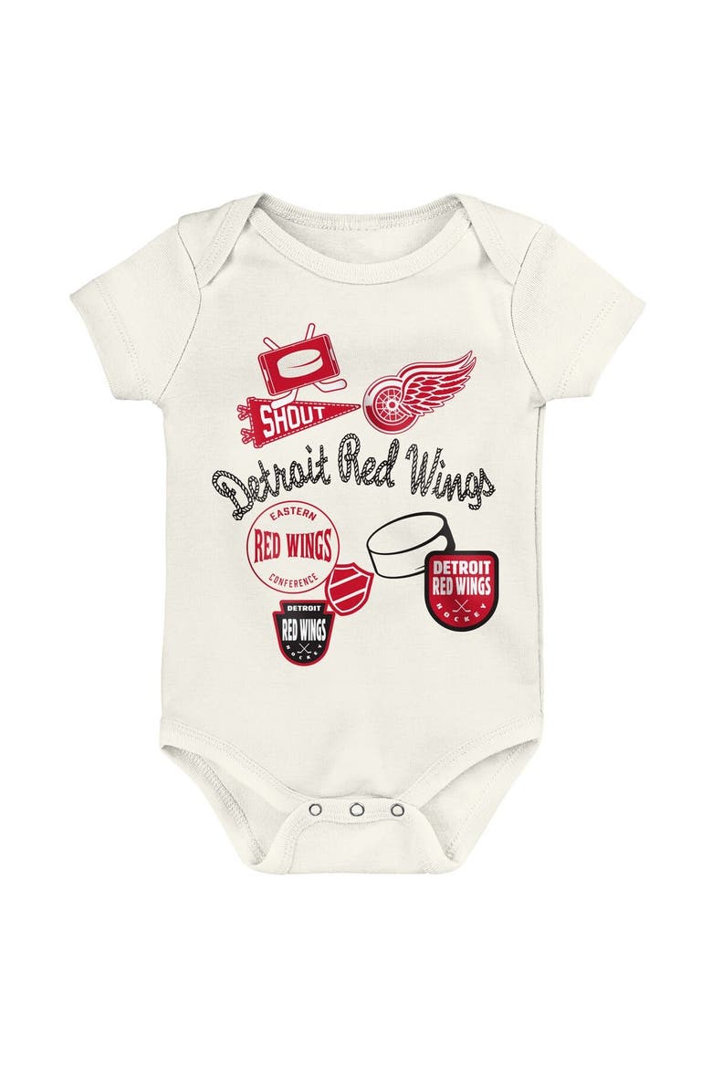 Infant & Newborn Outerstuff Detroit Red Wings Littlest Player Three-Pack Bodysuit Set, Alternate, color, Cream